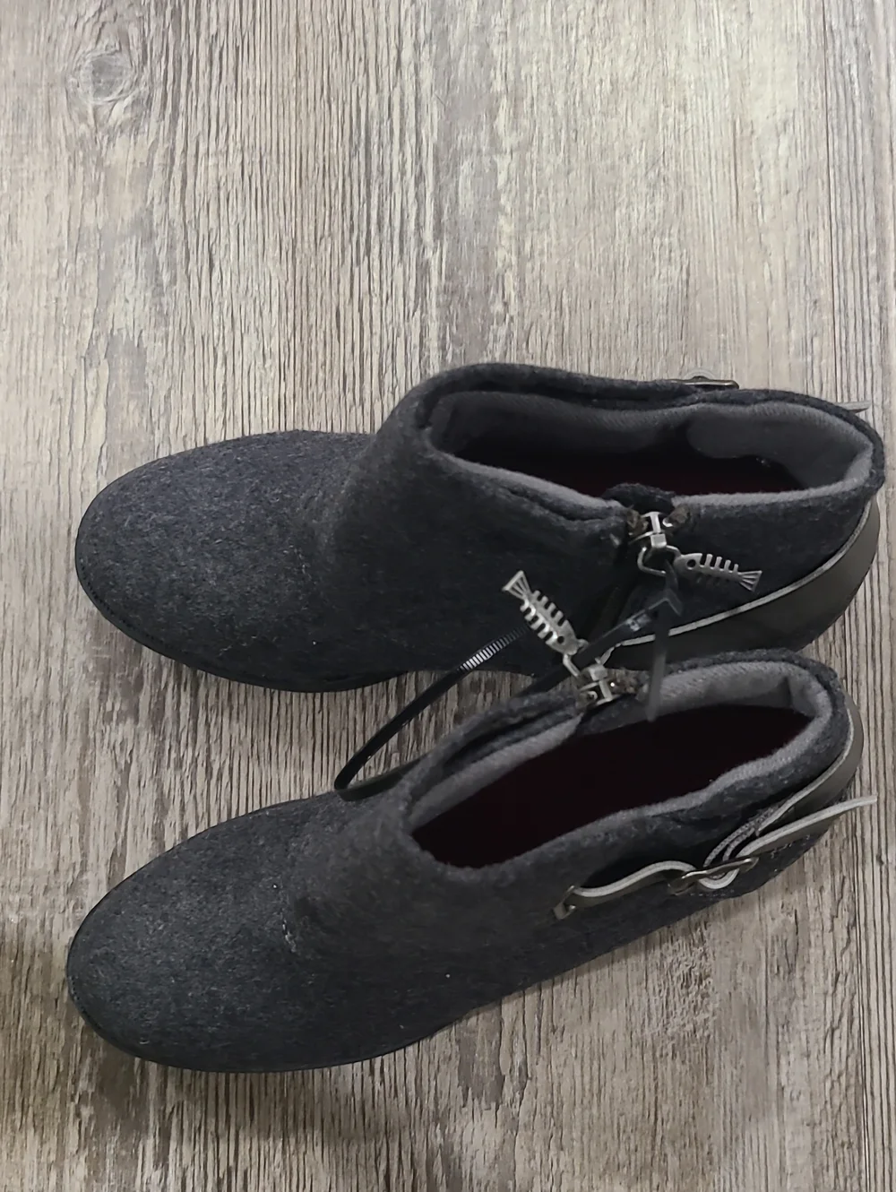Blowfish Charcoal Gray Felt Ankle Boot with Buckle